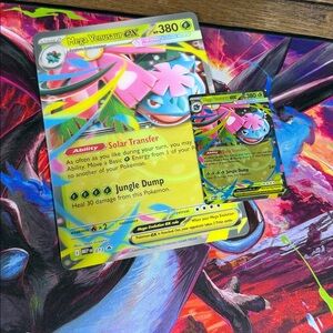 Pokemon Mega Venusaur EX 013 Promo Jumbo Card and regular card